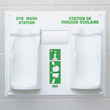 Eye Wash Station, Double Plaque Only w/Eye Wash Bottle Label