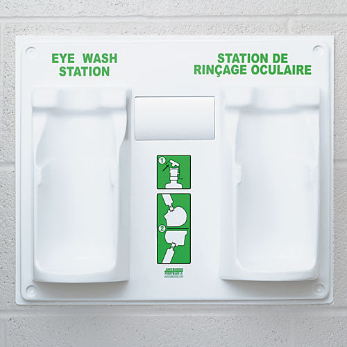Eye Wash Station, Double Plaque Only w/Eye Wash Bottle Label