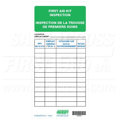 First Aid Kit Inspection Tags, 5/Package