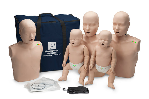 Prestan Pro Family Pack, 2 Adult, 2 Infant & 1 Child manikin w/CPR Feedback, Medium Skin