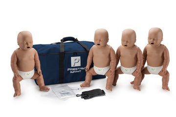 Prestan Infant Manikins w/CPR Monitor, 4-Pack Dark Skin